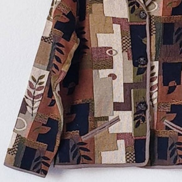 Women's Vintage Needlepoint Jacket | Botanical | L - Picture 7 of 8